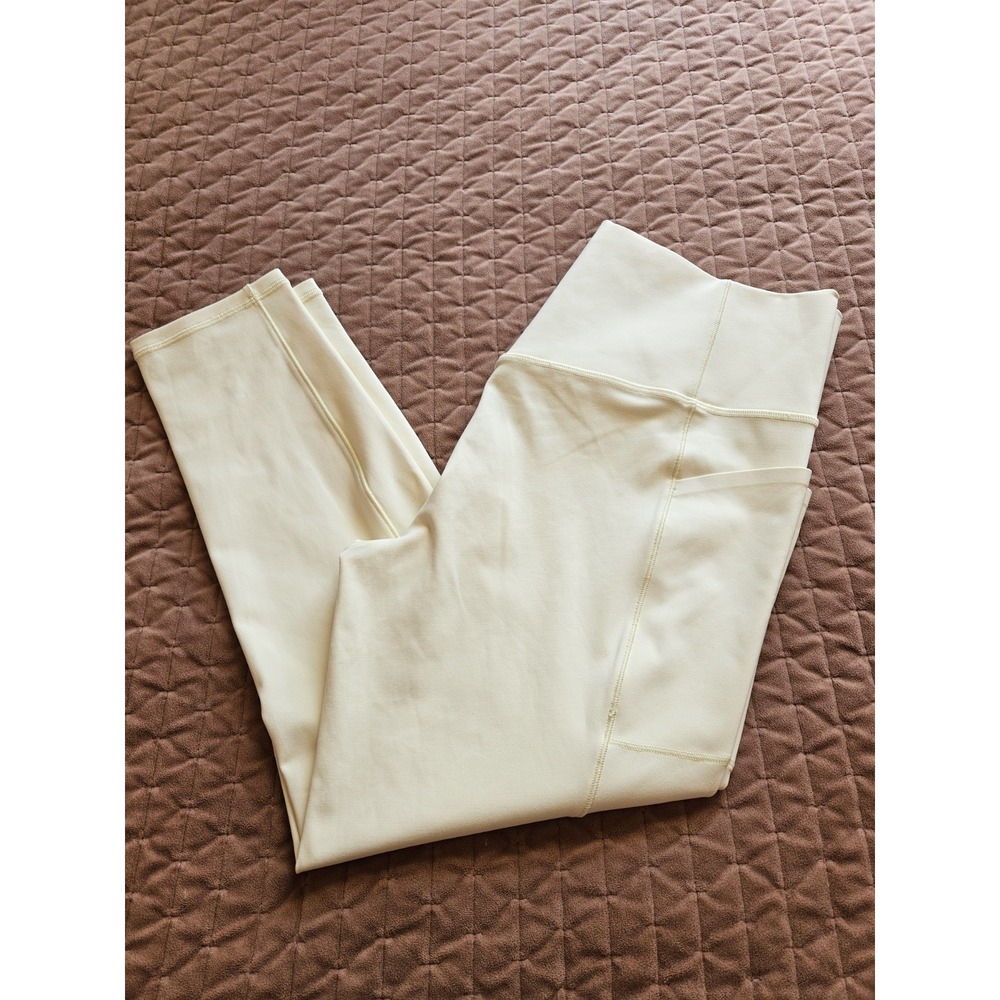NWOT Athleta Salutation Stash 7/8 Tight Butter Yellow Side Pockets, Sz. XL